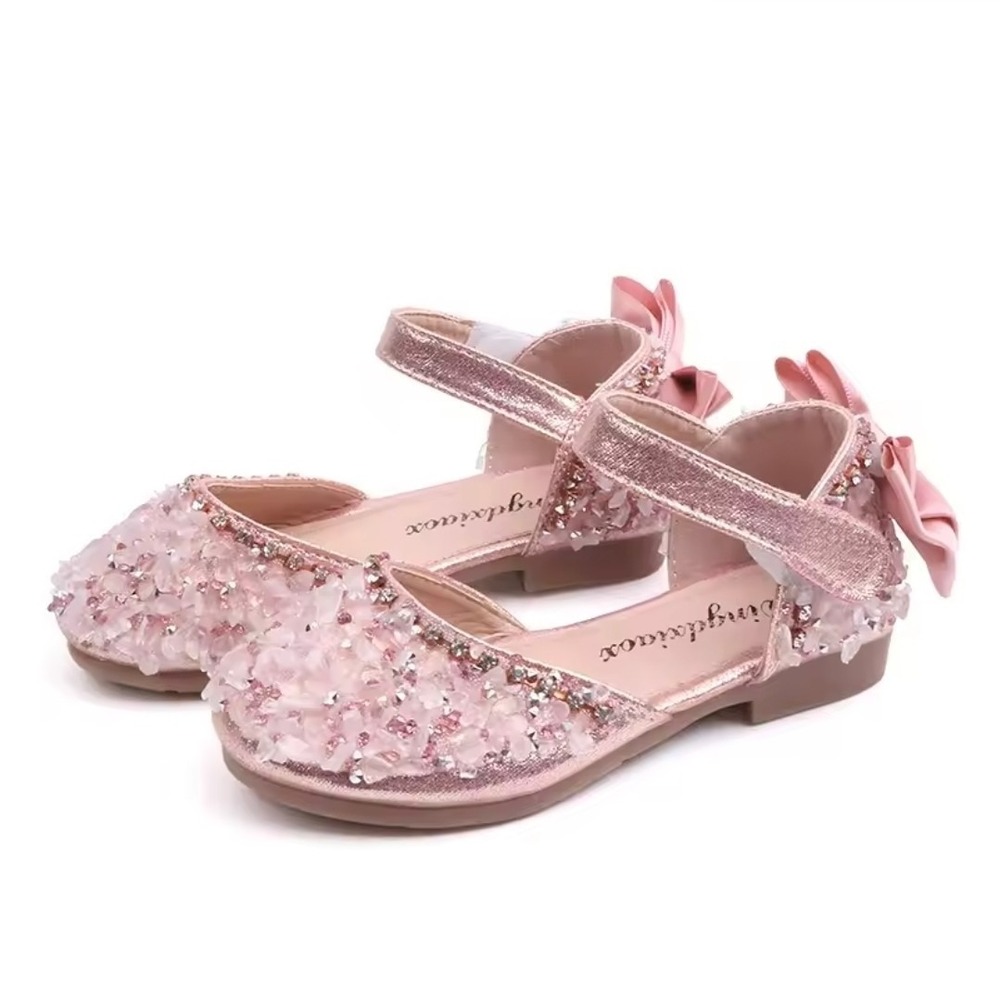 DINGDXIAOX RIBBON GLITTER Pink BABY TODDLER SHOES SANDALS Size 6.5‎ US 22 EUR